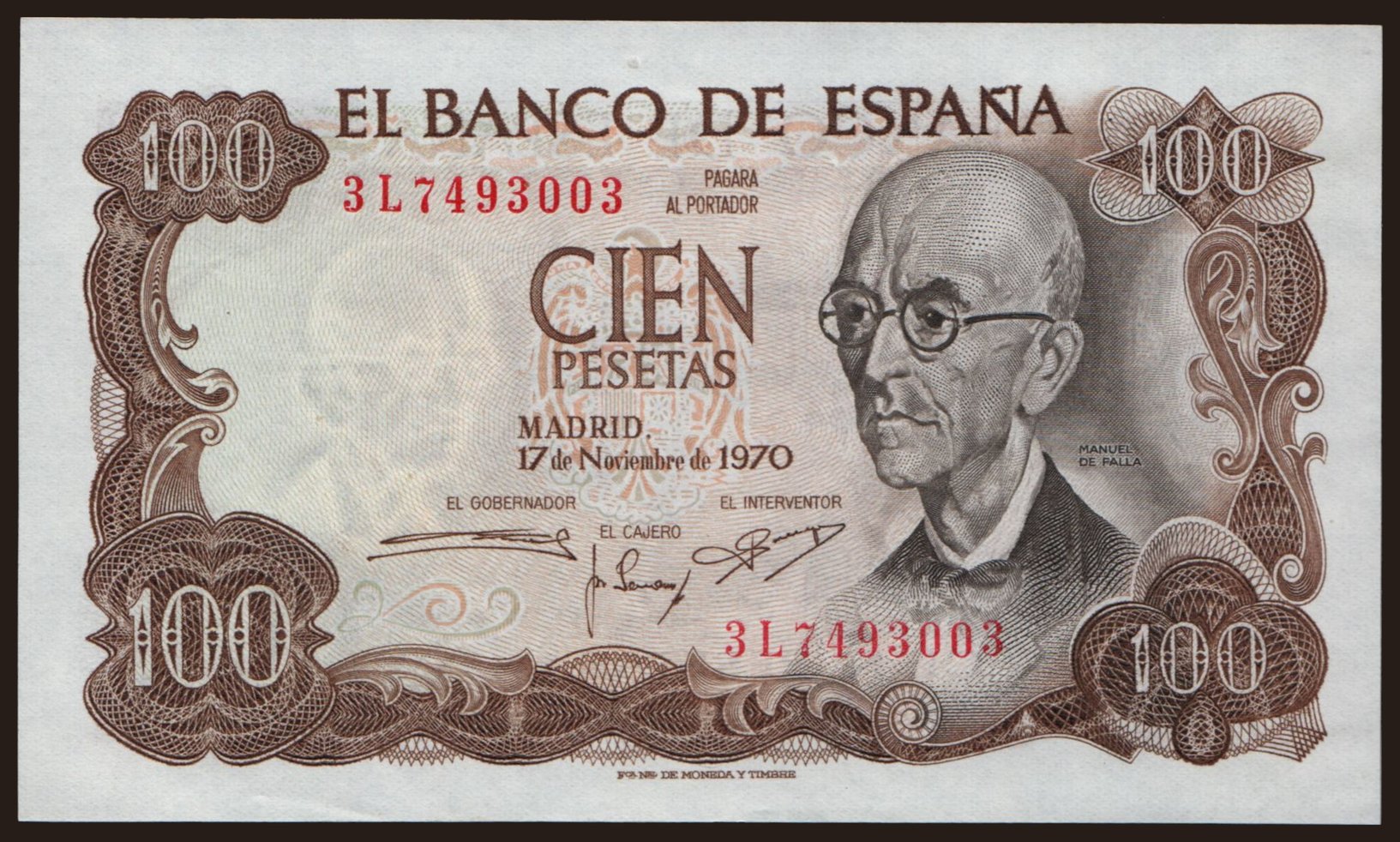 100 pesetas, 1970