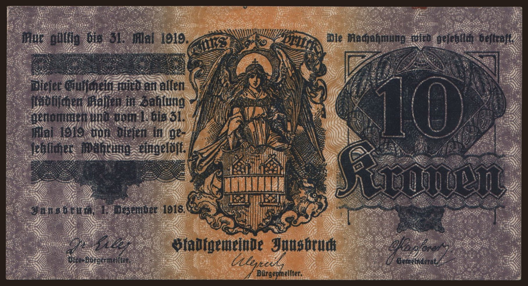 Innsbruck, 10 Kronen, 1918