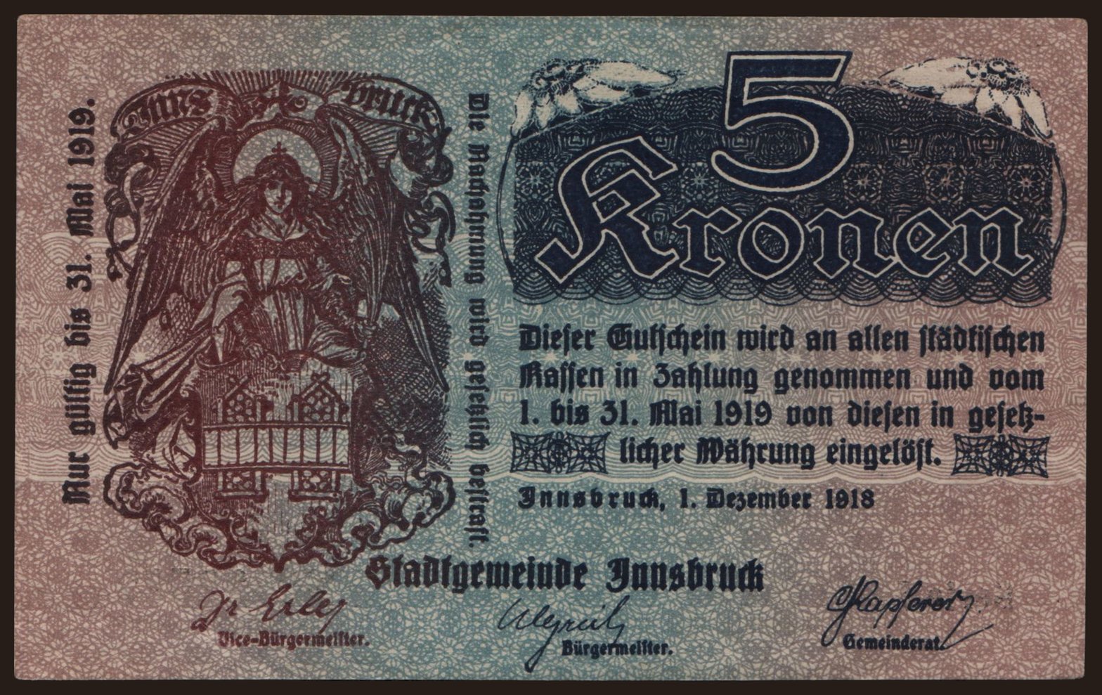 Innsbruck, 5 Kronen, 1918