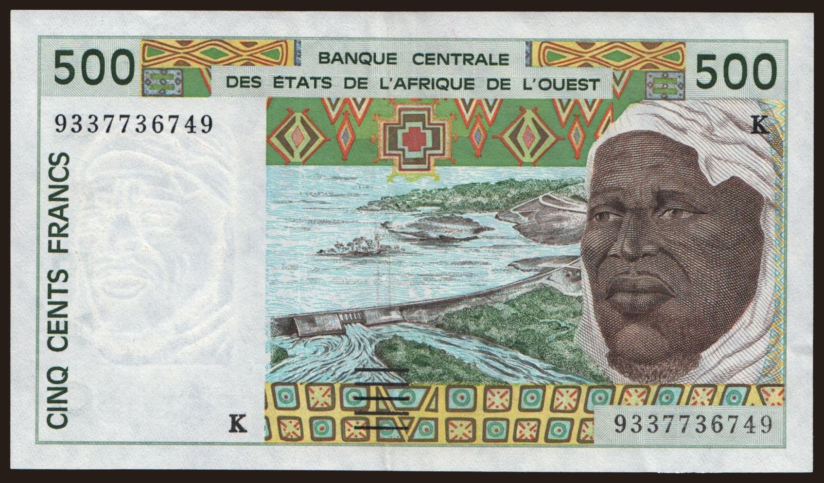 Senegal, 500 francs, 1993