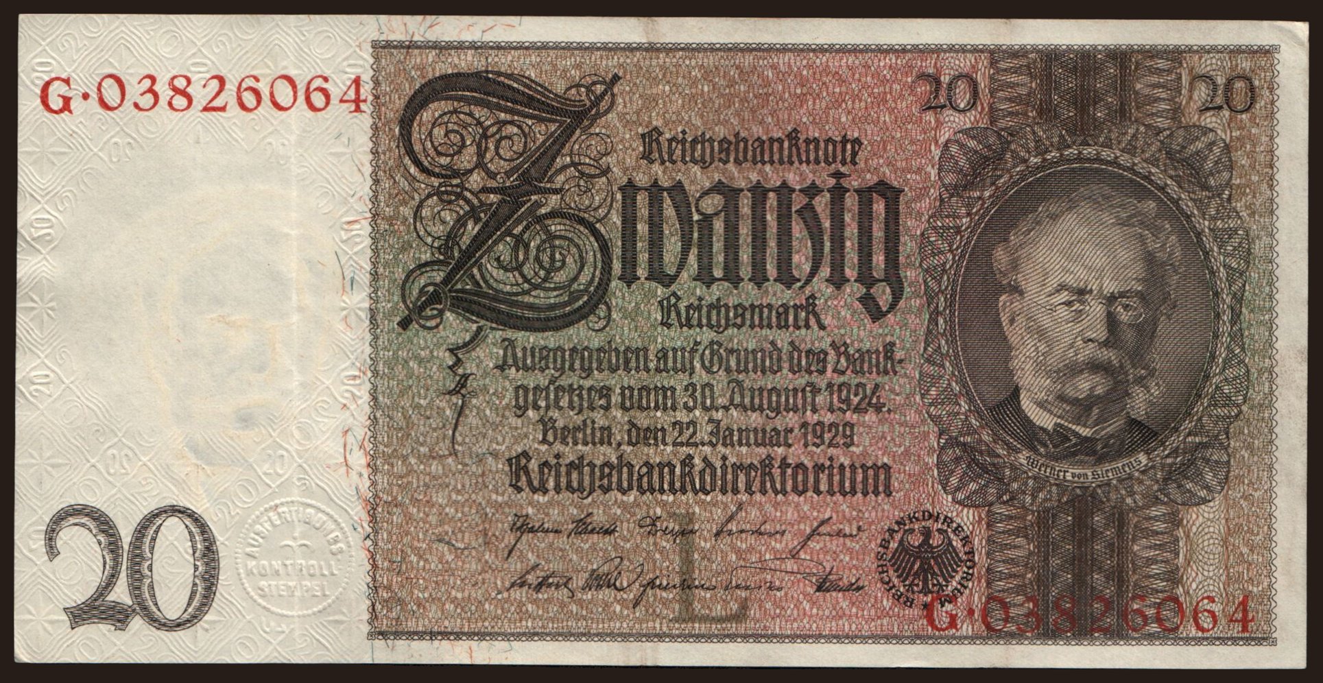 20 Reichsmark, 1929, L/G