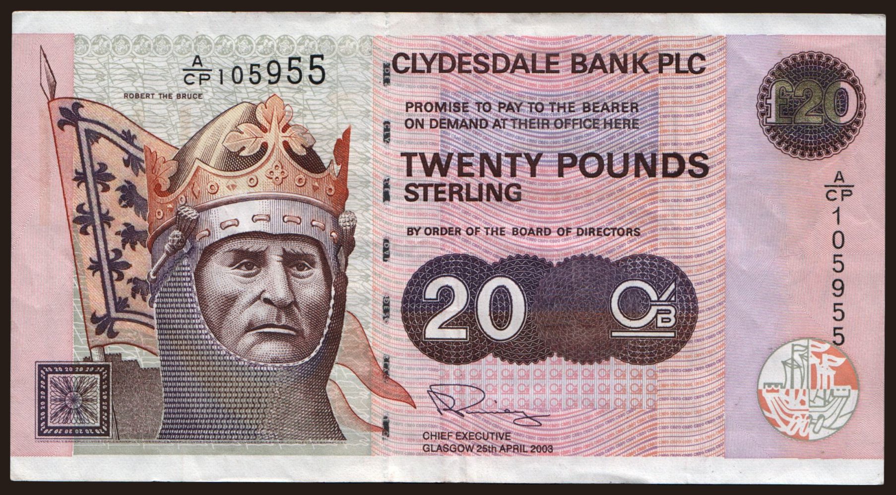 Clydesdale Bank, 20 pounds, 2003