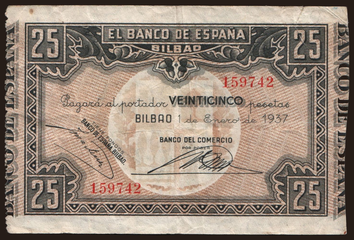 Bilbao, 25 pesetas, 1937