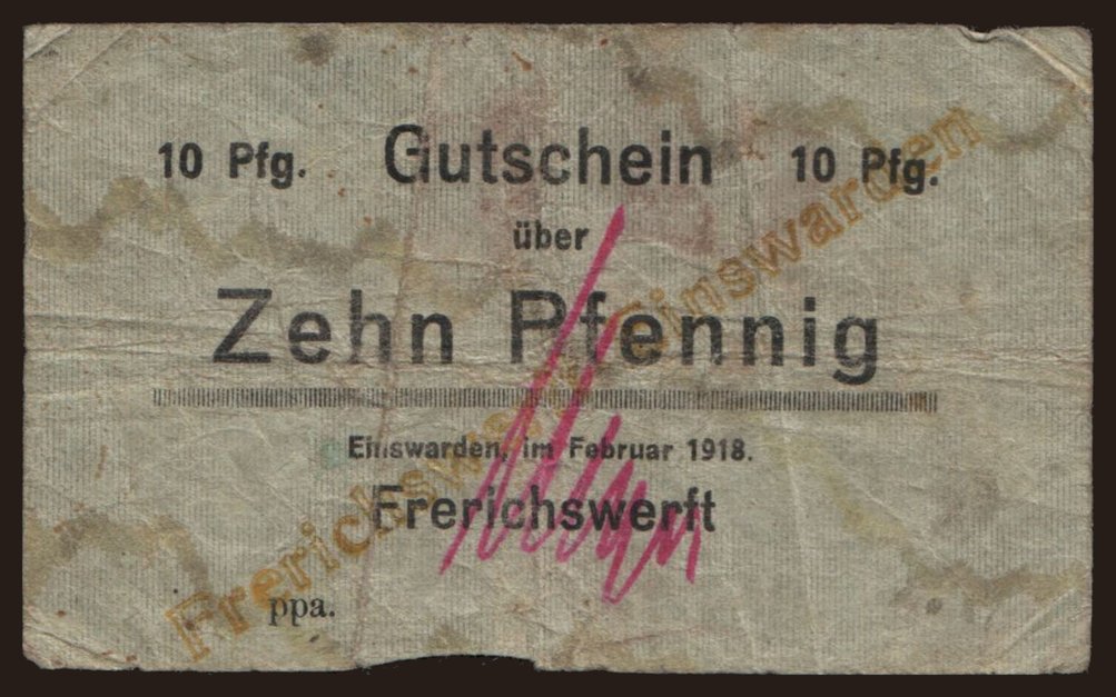 Einswarden/ Frerichswerft, 10 Pfennig, 1921