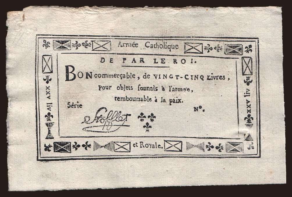 Armée Catholique et Royale. 25 livres, 1794