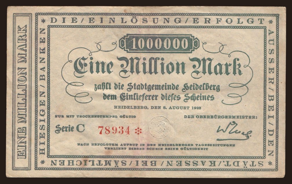 Heidelberg/ Stadt, 1.000.000 Mark, 1923