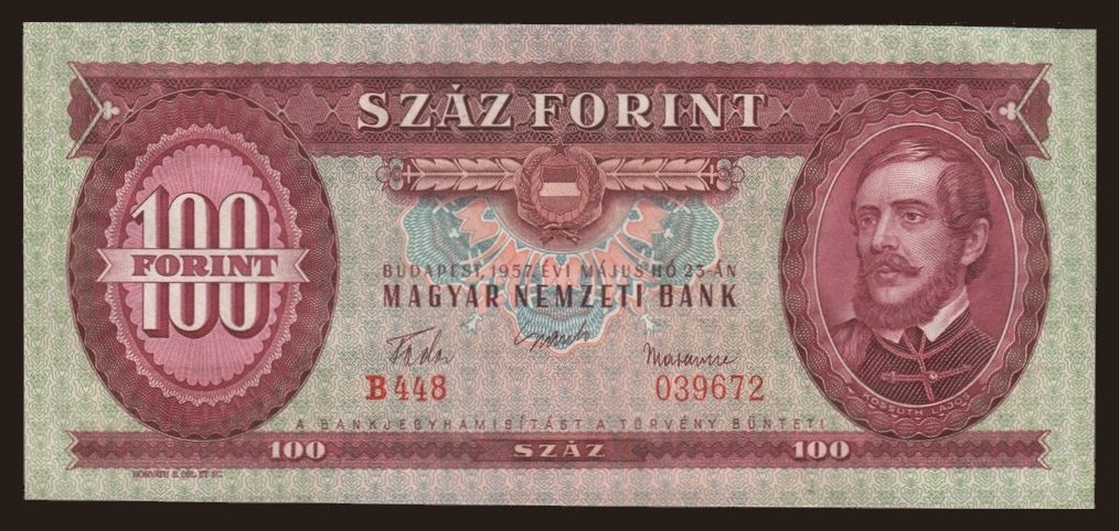 100 forint, 1957