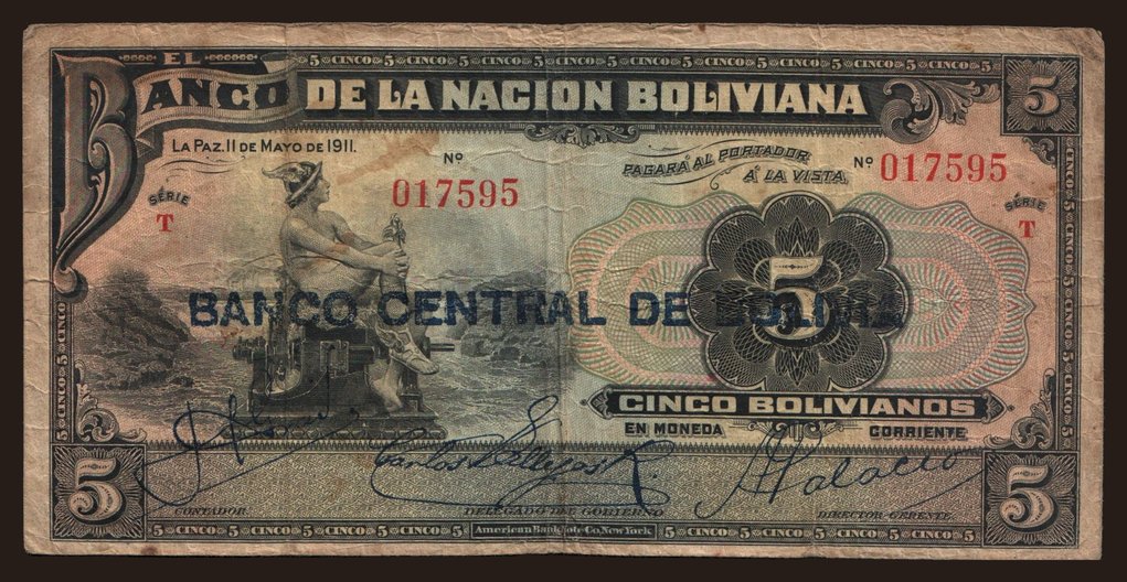 5 bolivianos, 1911(1929)