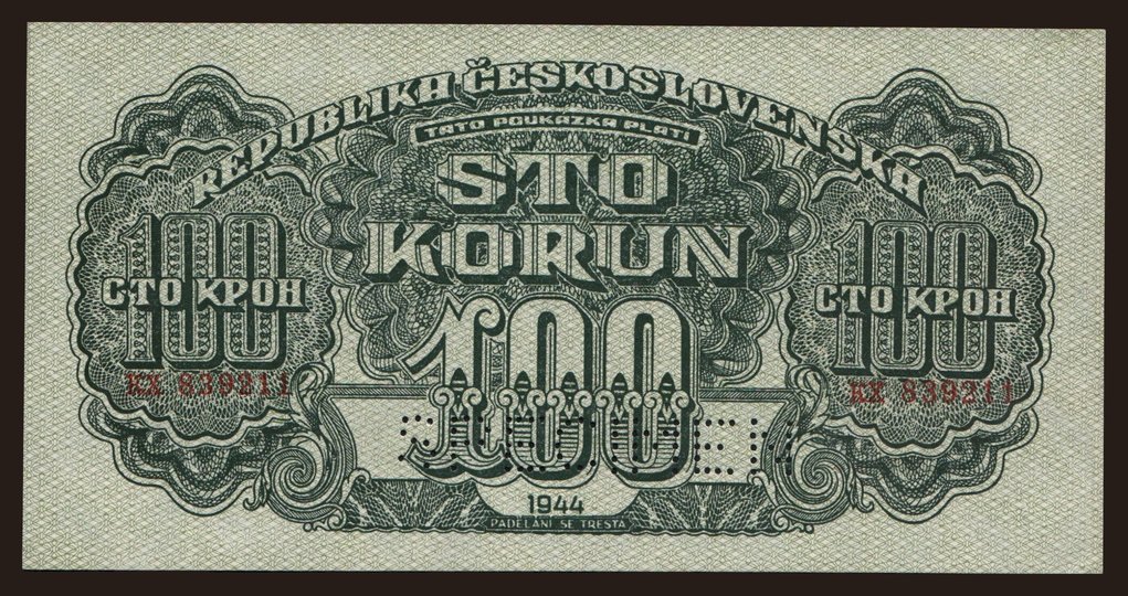 100 korun, 1944