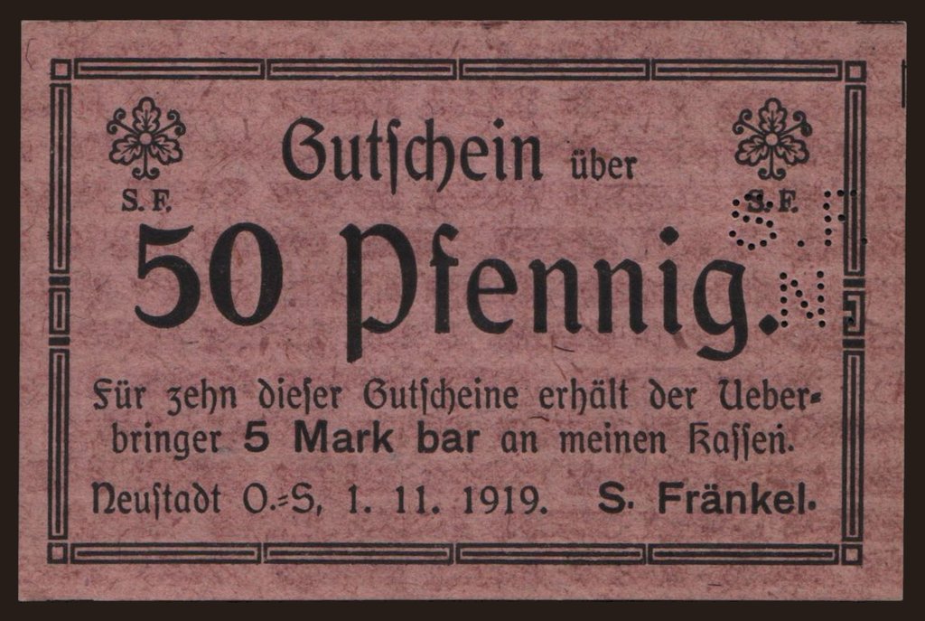 Neustadt/ S. Fränkel, 50 Pfennig, 919