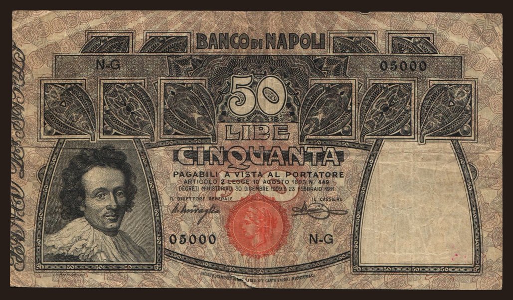 Banco di Napoli, 50 lire, 1911