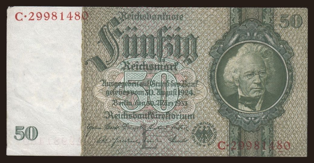 50 reichsmark, 1933, L/C