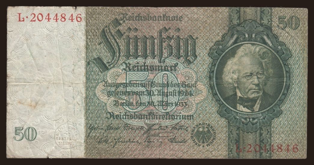 50 reichsmark, 1933, E/L