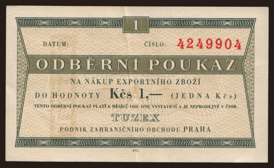 Tuzex, 1 koruna, 196x