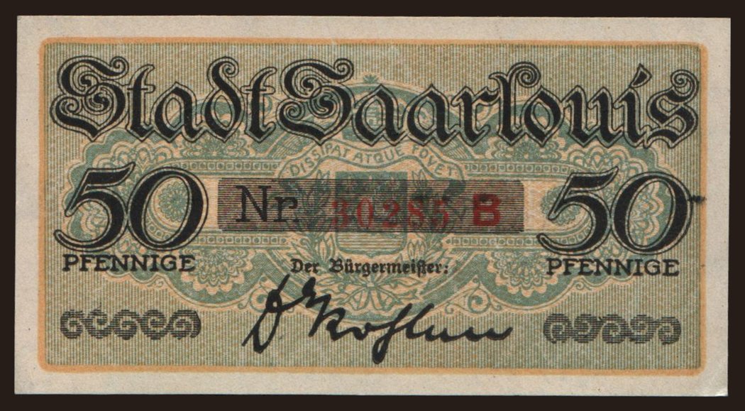 Saarlouis, 50 pfennig, 1918
