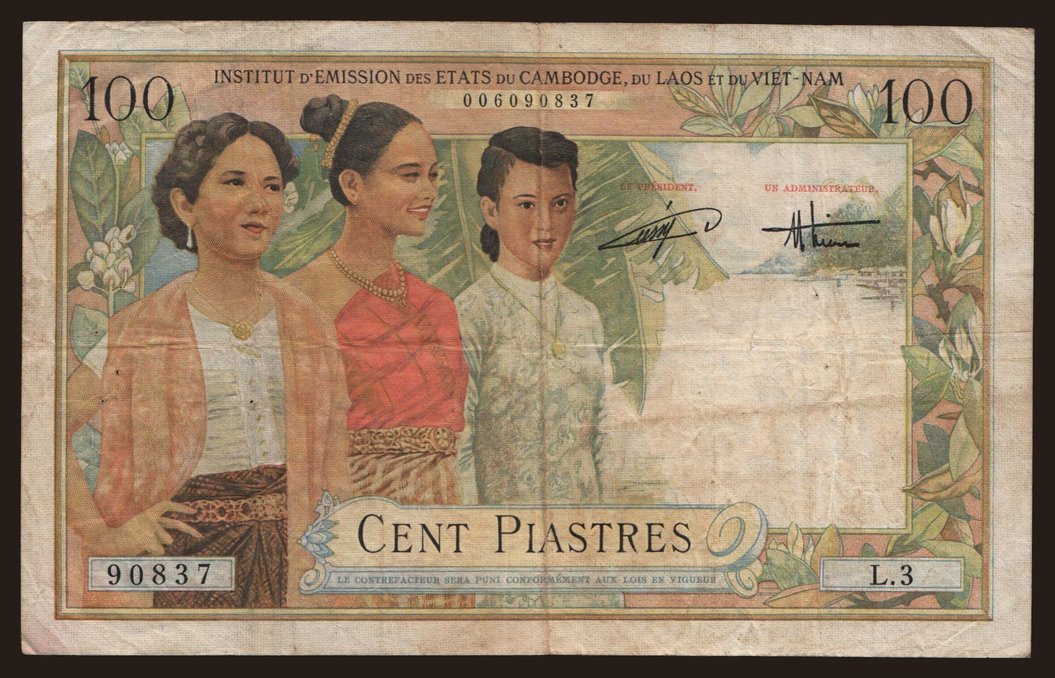 100 piastres, 1954