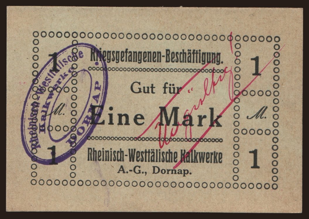 Dornap/ Rheinisch-Westfälische Kalkwerke, 1 Mark, 191?