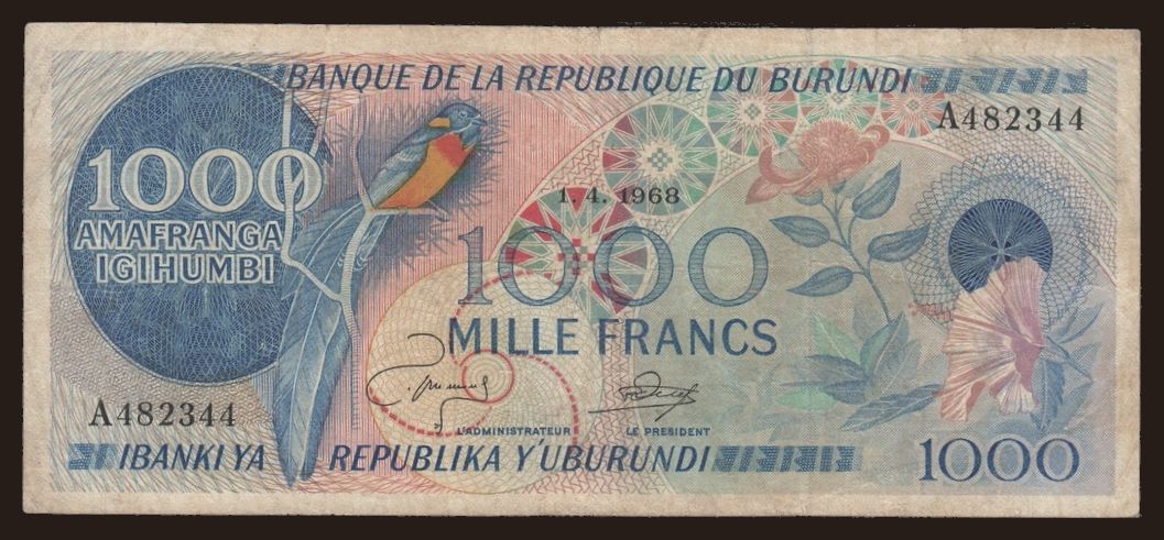 1000 francs, 1968