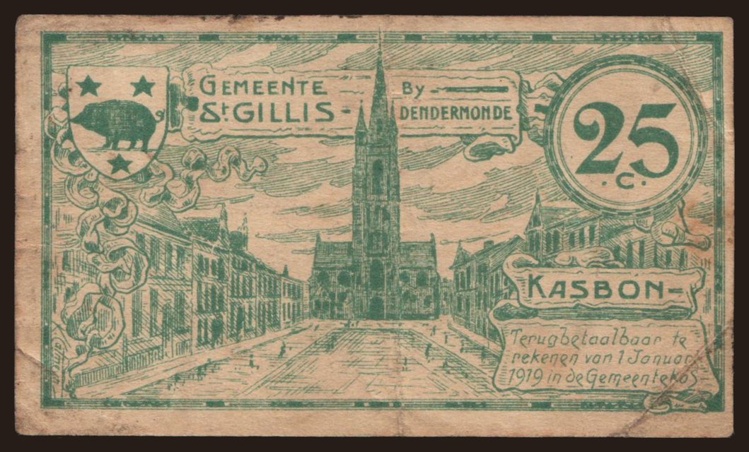 Sint Gillis, 25 centimes, 1918