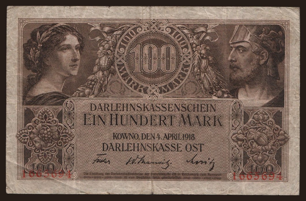 Kowno, 100 Mark, 1918