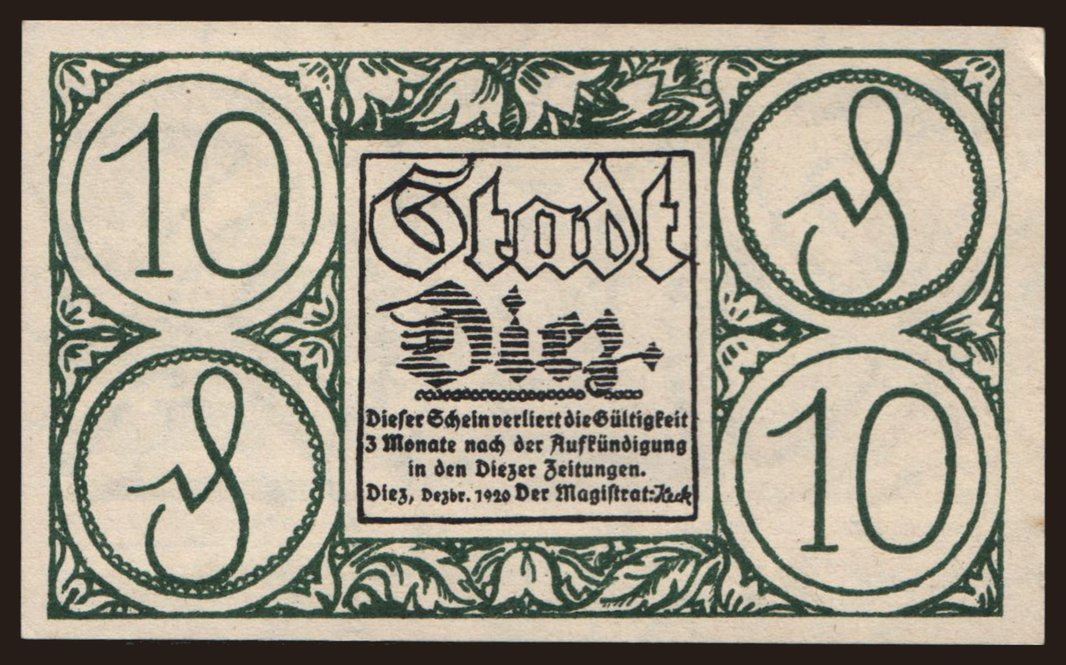 Diez, 10 Pfennig, 1920