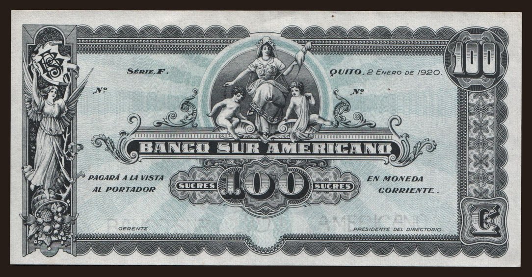 Banco sur Americano, 100 sucres, 1920