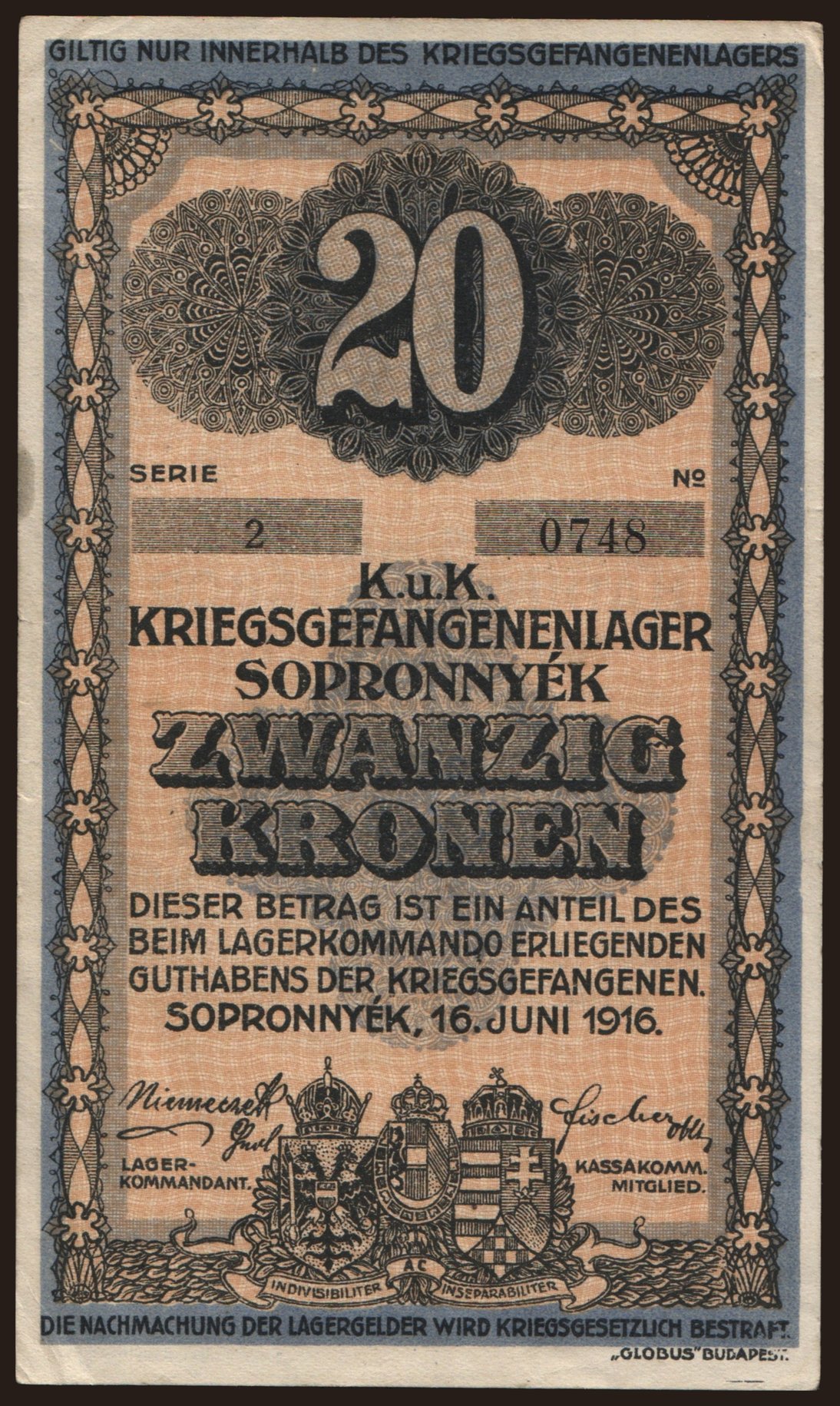 Sopronnyék, 20 Kronen, 1916