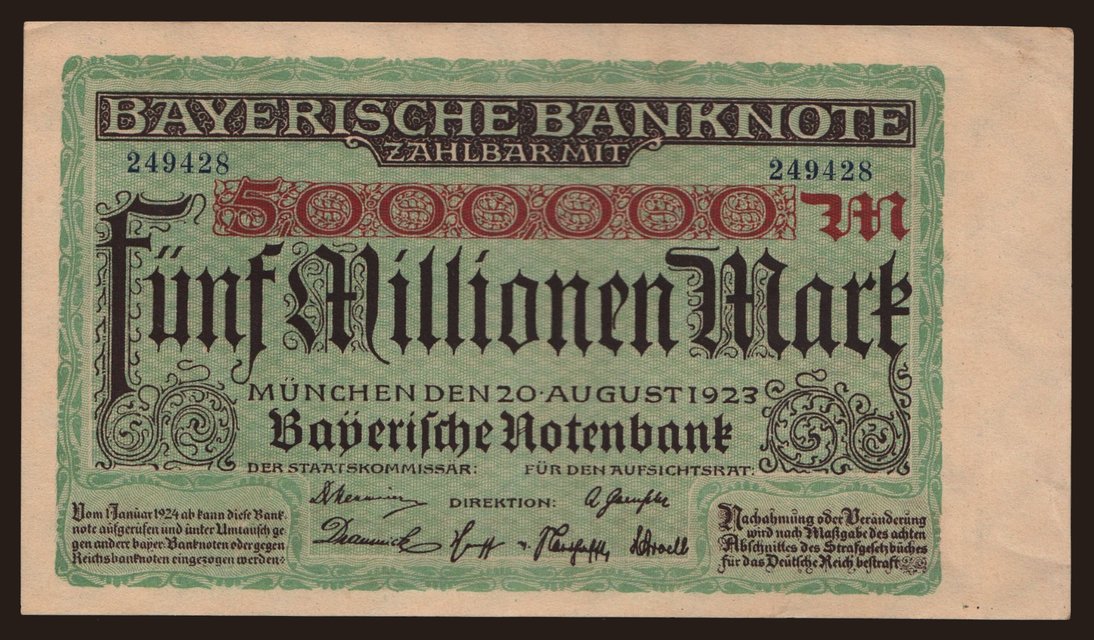 Bayerische Notenbank, 5.000.000 Mark, 1923