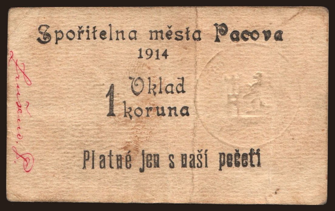 Pacov, 1 koruna, 1914