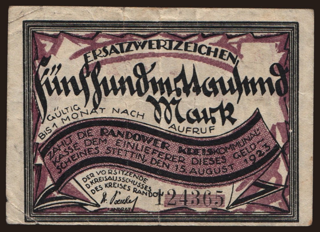 Randow/ Kreis, 500.000 Mark, 1923