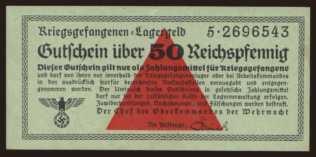 Lagergeld, 50 Reichspfennig, 1939