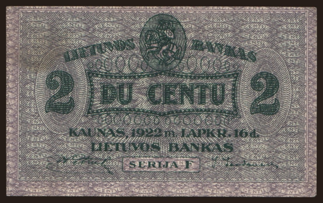 2 centu, 1922