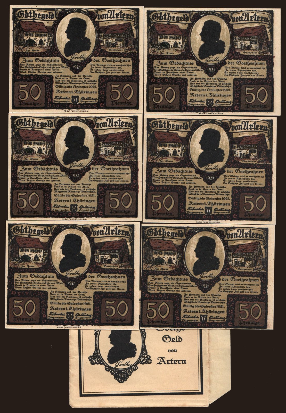 Artern, 6x 50 Pfennig, 1921