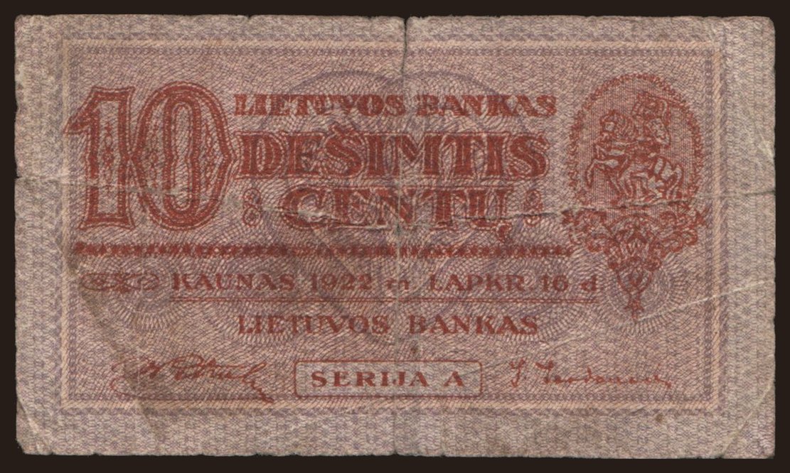 10 centu, 1922