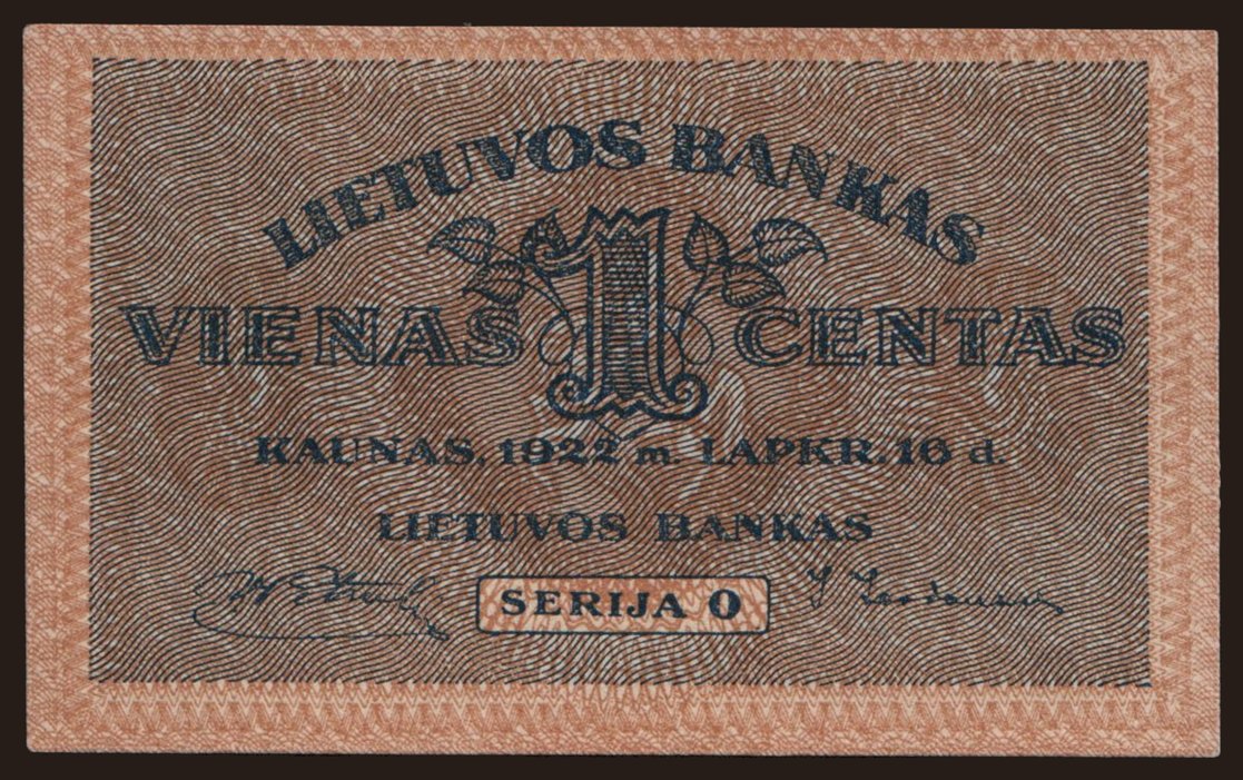 1 centas, 1922