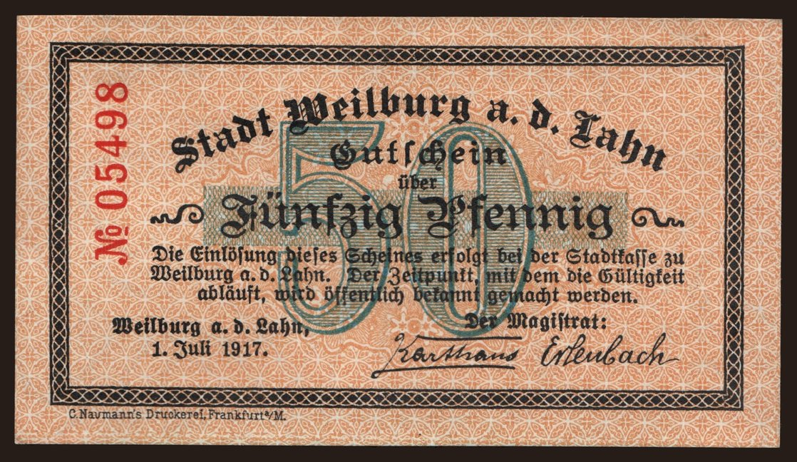 Weilburg a. d. Lahn, 50 Pfennig, 1917