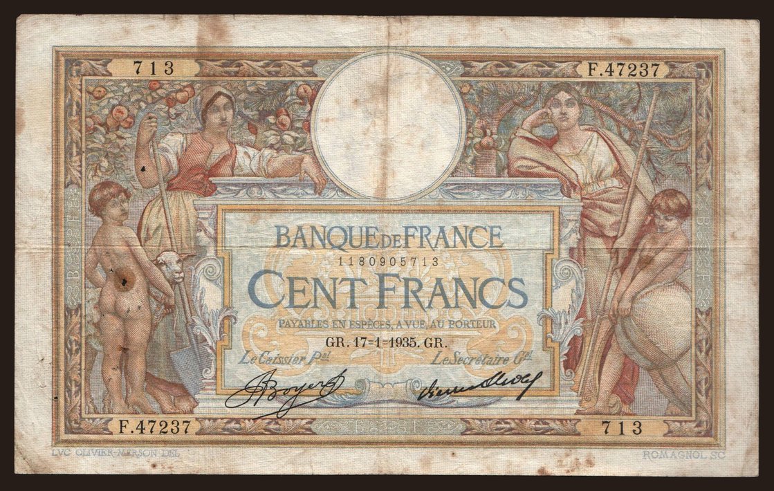 100 francs, 1935