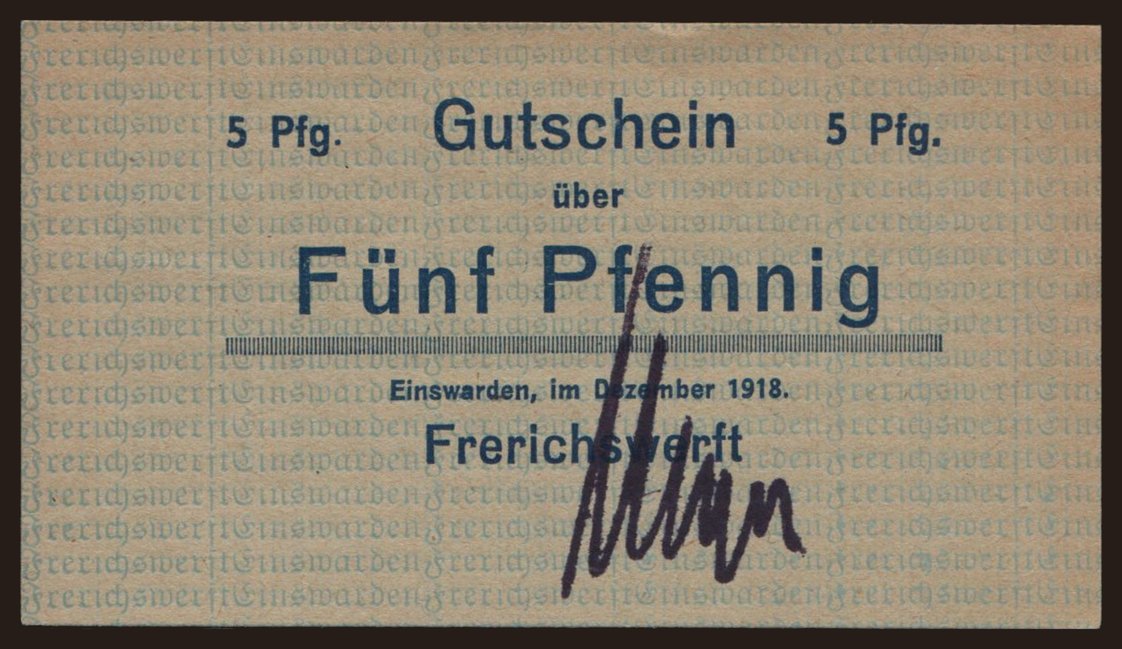 Einswarden/ Frerichswerft, 5 Pfennig, 1918