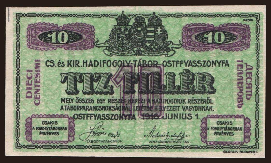 Ostffyasszonyfa, 10 Heller, 1916
