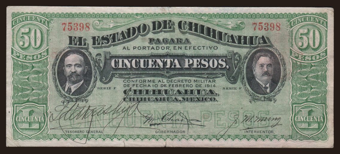El Estado de Chihuahua, 50 pesos, 1914