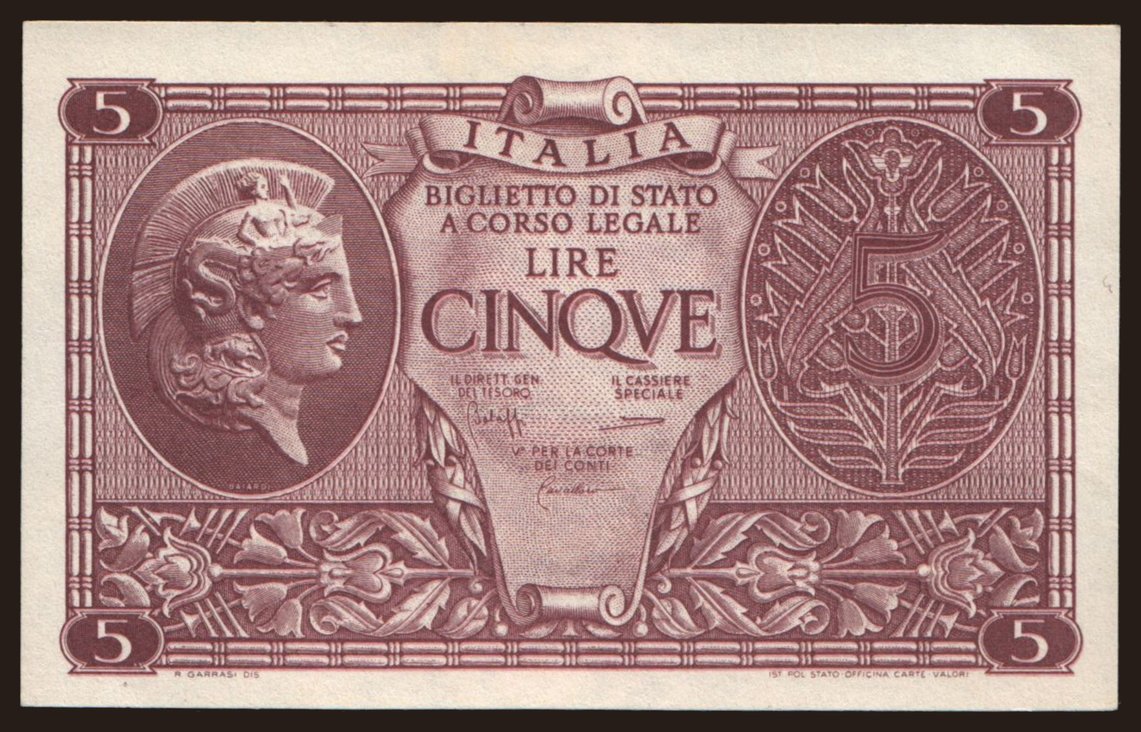 5 lire, 1944