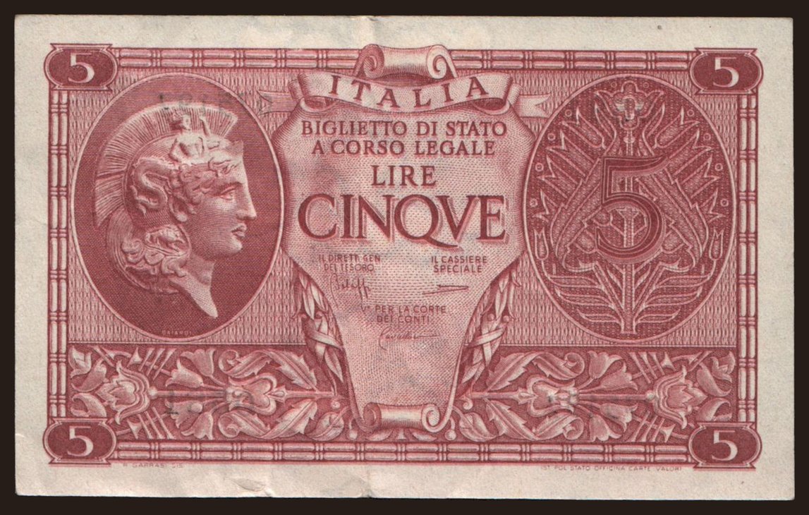 5 lire, 1944
