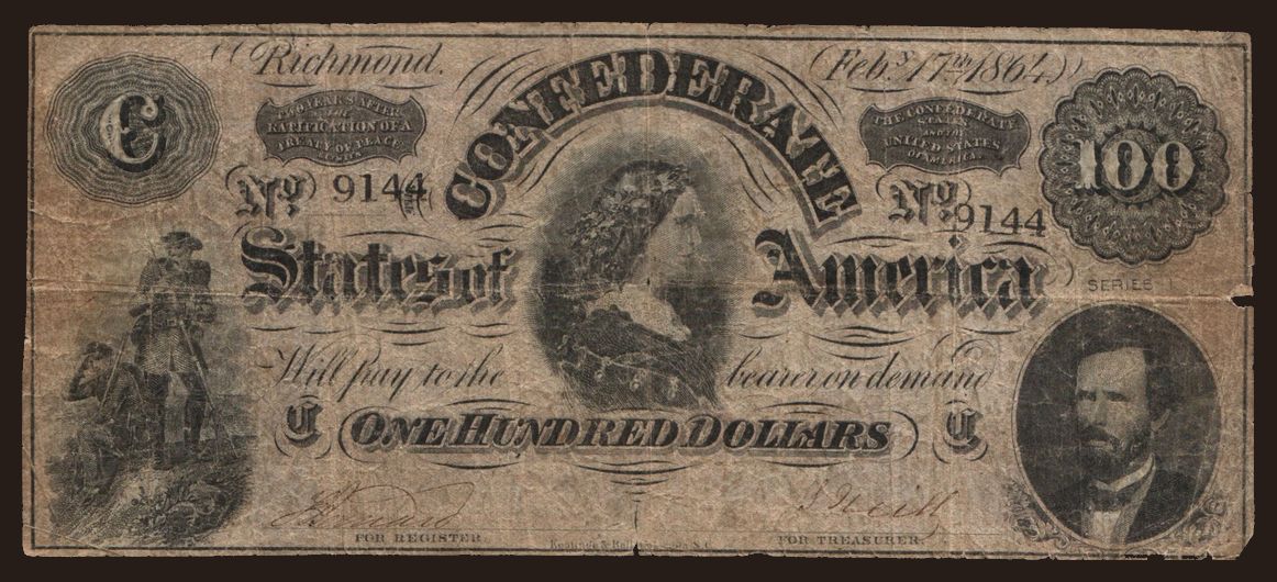 CSA, 100 dollars, 1864