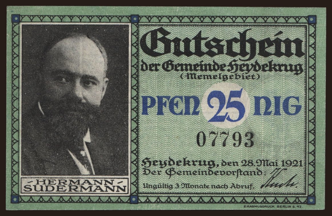 Heydekrug, 25 Pfennig, 1921