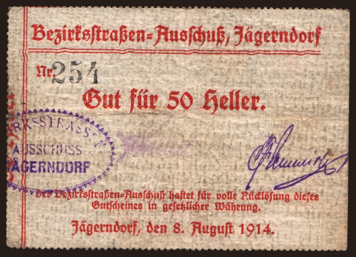 Jägerndorf, 50 Heller, 1914