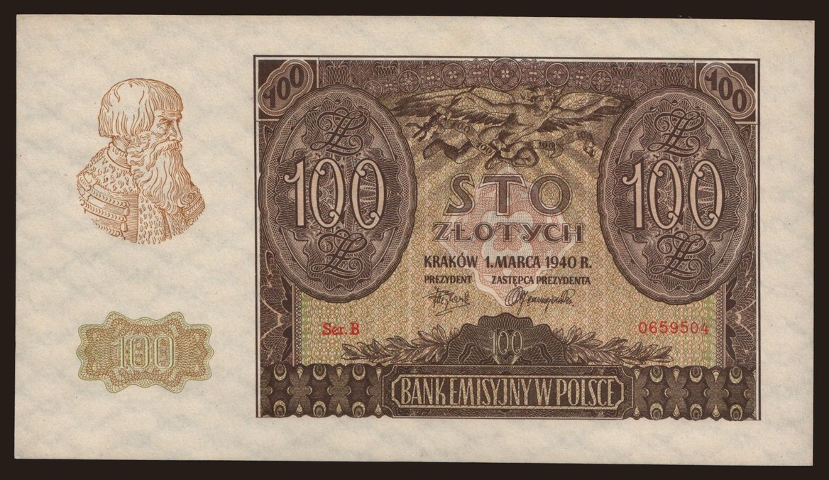 100 zlotych, 1940, falsum