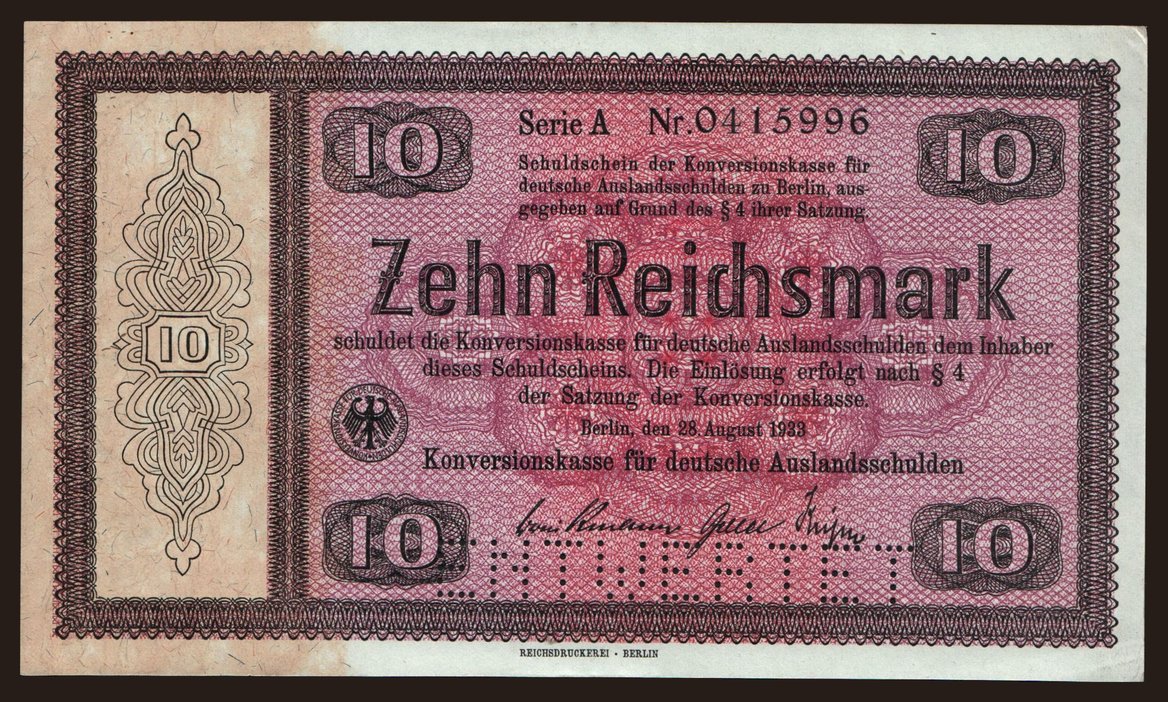 10 Reichsmark, 1933
