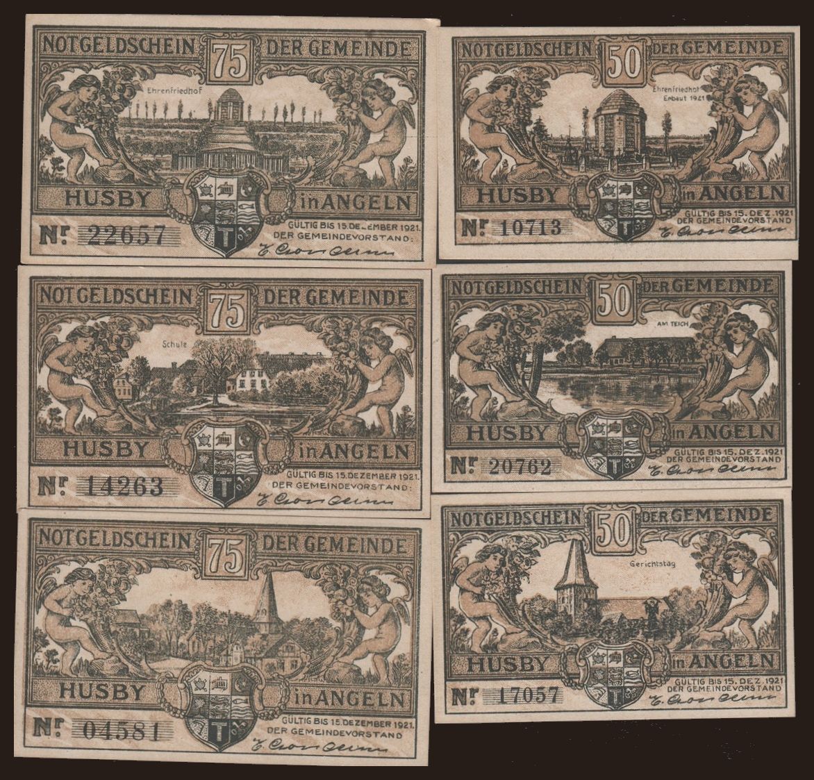 Husby, 6x 50 - 75 Pfennig, 1921