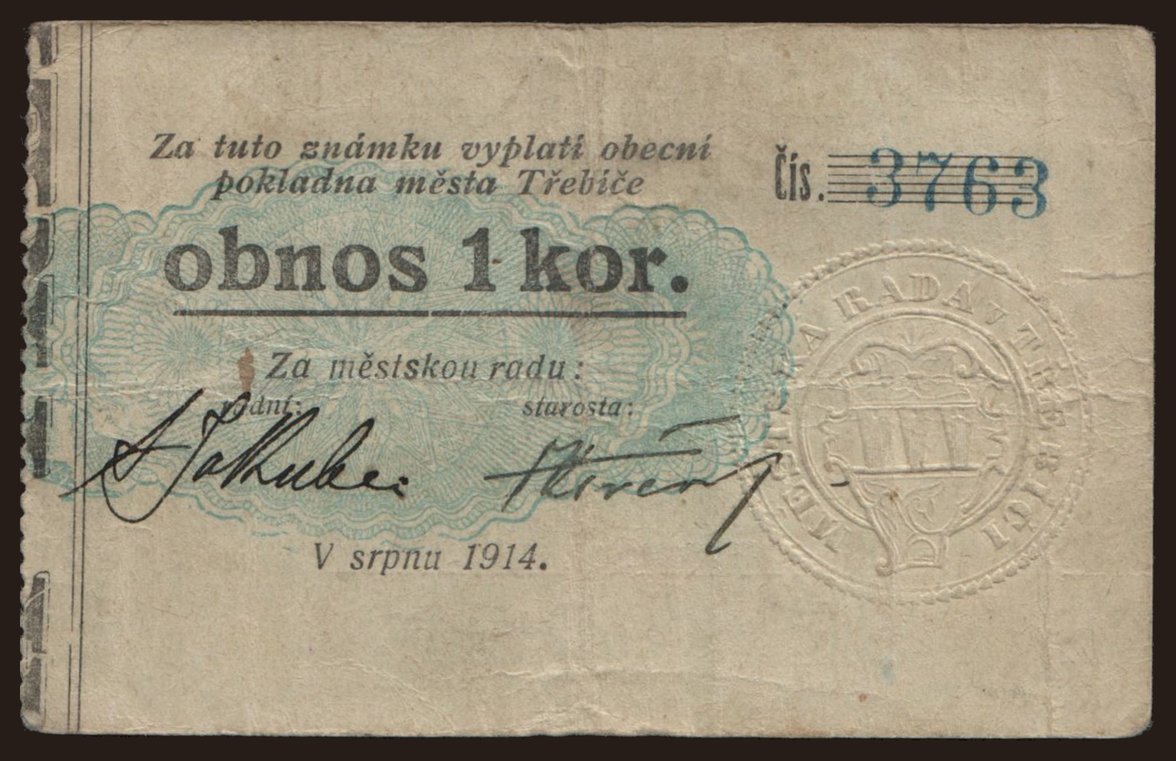 Třebíč, 1 koruna, 1914