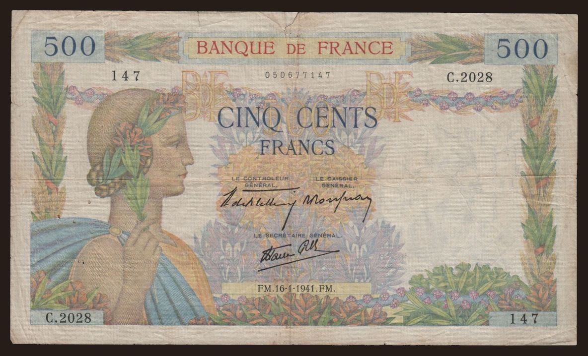 500 francs, 1941